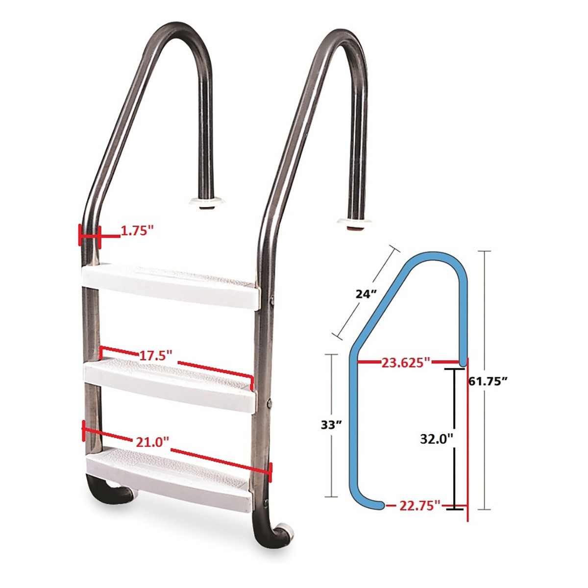 Swimline Inground Pool Ladder Stainless Steel